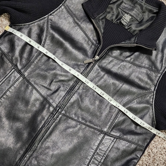 JACLYN Smith classics 100% leather and ribbed knit fabric jacket sz 12 - Picture 7 of 11